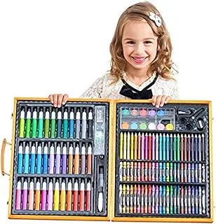 150 Pieces Kids Deluxe Artist Drawing & Painting Set, Portable Wooden Case with Oil Pastels, Crayons, Colored Pencils, Markers, Gift for Kids Teens