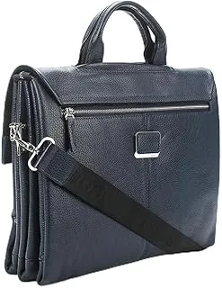 Bond Leather Handbag Style Laptop Bag with Adjustable + Removable Strap, Travel Office Bag and Business Briefcase, Document Holder, Navy Blue