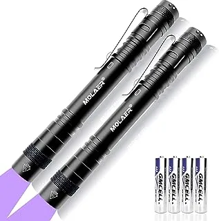 MOLAER UV Black Light Flashlight 2-Pack Mini 395nm Blacklight Pen Light for Leak, Pet Urine, Bed Bug, Scorpion, Hotel Inspection, Dry Stain and Dye Detector