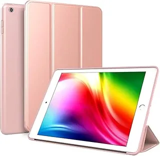 حافظة AWH iPad 10.2 بوصة 2020/2019، غطاء ذكي نحيف خفيف الوزن بحامل ثلاثي الطي، غطاء سيليكون ناعم من مادة TPU مع تنبيه/غفو تلقائي لجهاز iPad الجيل الثامن/السابع (ذهبي وردي)