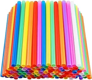 100 Pcs 12 MM Jumbo Smoothie Straws, Slushies, Disposable Multicolor Straw Boba Straws, Plastic Drinking Straw for Protein/Milkshakes, Juices, Tea/Coffee, Bubble Tea - Pack Of 100