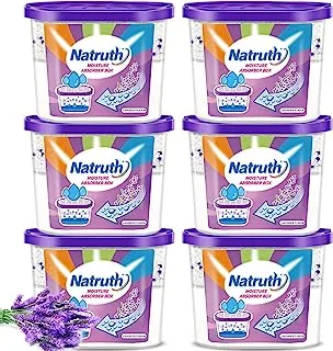 NATRUTH Moisture Absorber Boxes with Lavender 500mL (6 Packs), Closet Dehumidifier, Eradicate Odor，Moisture Absorber, Dehumidifier for Closet,Bathrooms, Kitchen & Study, Boats,RVs and More (6)