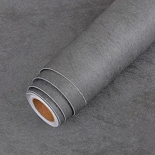 BPA® Extra Thick Matte Concrete Wallpaper Stick and Peel Wall Paper Roll Dark Grey Vinyl Vintage Industry Concrete Textured Cement Contact Paper for Bedroom Walls Furniture 15.8