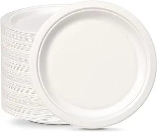 25 Pcs 10 Inch Biodegradable Heavy-Duty Plates, Super Rigid Bagasse Plates Biodegradable & Compostable ECO Friendly Dinner Party Plates 10 inch Perfect for Everyday Use Party Picnic BBQ And Office