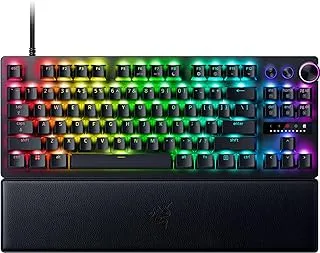 لوحة مفاتيح الألعاب Razer Huntsman V3 Pro TKL: مفاتيح بصرية تناظرية مع مشغل سريع وتشغيل قابل للتعديل - مفاتيح الوسائط والقرص - أغطية مفاتيح Doubleshot PBT - لوحة علوية من الألومنيوم - مسند المعصم - أسود