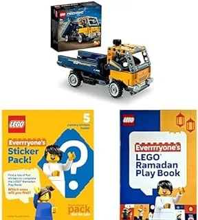 مجموعة مكعبات بناء السيارة من LEGO® Technic™ Dump Truck 42147 مع كتاب LEGO وملصقات LEGO Surprise!