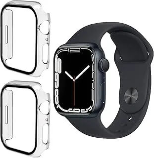 AWH Screen Protector Tempered Glass for Apple Watch - Hard PC case with Bumper Cover Touch Full Coverage Protective Case for Apple Watch Series 7 Accessories - Pack of 2-45mm, Clear