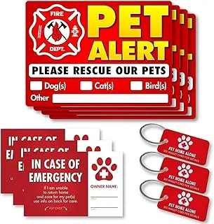 BPA® Vinyl Friend Pet Alert Stickers- FIRE Safety Alert and Rescue (5 Pack) - Save Your Pets encase of Emergenor Danger Pets in Home for Windows, Doors Sign Small Multi-colored 2570-SML