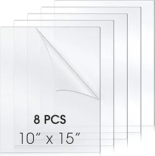 BPA® 8 Pieces Sheet Panels 10 x 15 Inch Clear Acrylic Sheet Hard Plastic Sheet Square Transparent Acrylic Board with Protective Film for Picture Frame Glass Replacement Sign DIY Craft Display Projects