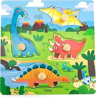 Viga Wooden Knob Puzzle - Dinosaurs