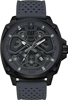 Caterpillar Men's Cat ''Tokyo'' Watch with Silicone Strap and Stainless Steel Case,44mm, Black-Gray, (AJ.151.25.525)