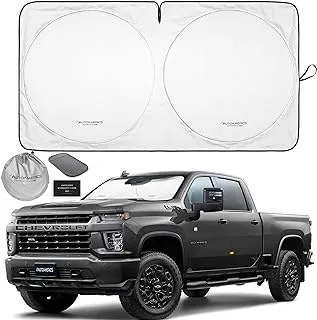 Autoamerics 1-Piece Windshield Sun Shade Foldable Car Front Window Sunshade for Bigger SUV Truck Vans - Auto Sun Shield Cover Visor Protector Blocks Max UV Rays and Keeps Your Vehicle Cool - Large Fit