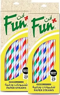 Fun Promopack Eco Friendly Disposable Paper Straw 6x197mm Assorted colors (Pack of 25 X 2)