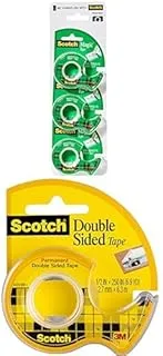 Scotch Tapes Bundle pack 3 dispensers/pack + Double Sided Tape on a dispenser 1/2 x 250 in 1 roll/dispenser