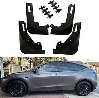 أغطية الطين للسيارة من Nansure متوافقة مع 2020 2021 2022 2023 2024 Tesla Model Y Mud Flaps Splash Guards Mudflaps ملحقات السيارة للطراز Y، لا حاجة إلى حفر ثقوب (مجموعة من 4)