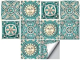 BPA® Self-Adhesive Wall Tile Decals, Peel and Stick Tile Stickers, Waterproof Backsplash Stickers for Kitchen Bathroom Decor, 6x6inch 10Pcs, Majolica Green 27