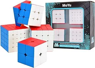 BroMoCube MoYu Meilong Speed Cube Set with Gift Box 2x2 3x3 4x4 5x5 Puzlle Cube Bundle for Gift Toys