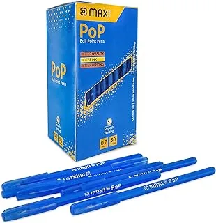 Maxi POP Ball Point Pen 50-Pieces, 0.7 mm Tip Size, Blue