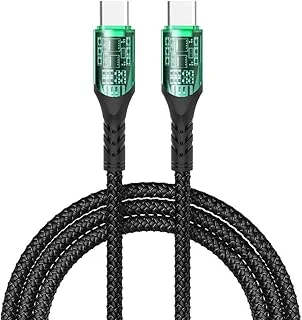 DOIT 3A Nylon Braided Charging Data Cable [Type C to C], Fast Data Transmission Sync & Charging Speed upto 480mbps, Universal Compatibility | See Through Design With Intelligent Display Lamp [150 cm]