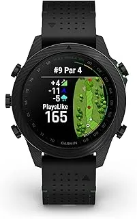 ساعة Garmin Marq Golfer Generation-2 Carbon Edition 46 ملم تيتانيوم ذكية مع حزام سيليكون، أسود