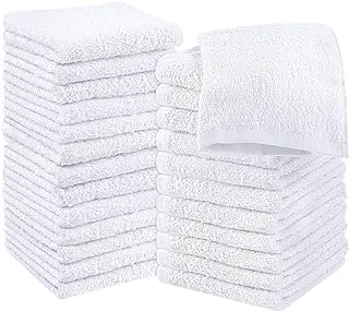 Utopia Towels Cotton White Washcloths Set - Pack of 24-100% Ring Spun Cotton, Premium Quality Flannel Face Cloths, Highly Absorbent and Soft Feel Fingertip Towels