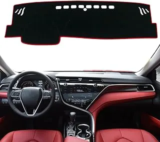 REMOCH for Toyota Camry Accessories 2018-2022 Dash Cover Dashboard Cover Mat Accessories Custom Fit Center Console Cover Sunshield Protector Pad（Red Trim）