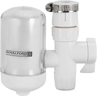 Royalford Water Filter RF12504 Tap Mounting, 2 Stage Purification and Fits Most Standard Faucet Perfect for Kitchen, Bathroom for Cooking, Cleaning, Bathing, White