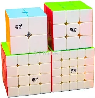 D ETERNAL QiYi Combo Cube Set of 2x2 3x3 4x4 5x5 High Speed Stickerless Magic Puzzle Game,Multicolor