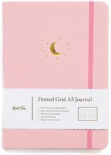 Yop & Tom Dotted Journal Notebook A5 - Moon and Stars - With Extra Thick Paper (160 GSM) - Bullet Grid Journal (Blush Pink)