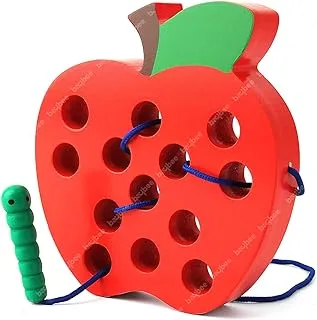 Baybee Wooden Apple Lacing Fruits Threading Game Puzzle Kids Toys, Wooden Fruits Toys with Caterpillar Lace, Learning Educational Baby Toys Block Puzzle for Kids 3+ Years Boys Girls