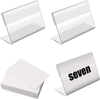 BPA® 50 PCS Mini Clear Acrylic Sign Display Holder with Blank Labels (80mm x 50mm)