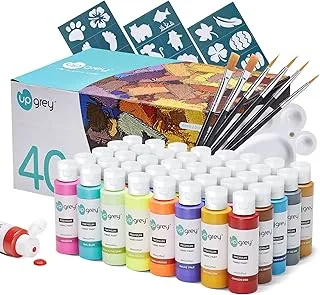 Fabric Paint Set, 40 Colors(60ml/2oz Bottles) Permanent Textile Paint with 6 Brushes & 1 Palette, No Heating Needed & Washable Fabric Paint for Clothes, Canvas, T-Shirts, Jeans, for Artists Beginners