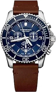 Victorinox Men's Quartz Watch, Analog Display And Leather Strap 241862, Black