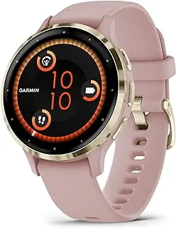 إطار GARMIN VENU 3S من الفولاذ المقاوم للصدأ باللون الذهبي الناعم مع علبة وردية وحزام من السيليكون