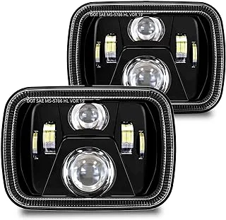 7x6 5x7 H6054 LED Headlights High Low Beam Sealed Headlamps DOT 110W 8400LM Compatible with Jeep Cherokee XJ Wrangler YJ Comanche MJ GMC Savana Safari Ford Replacement Black