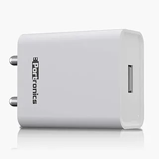 محول حائط USB Portronics Adapto 62 POR-1062 مع منفذ USB واحد للشحن السريع 2.4 أمبير بدون كابل لجميع أجهزة iOS وAndroid (أبيض)