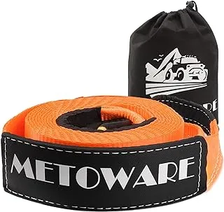 METOWARE Tow Strap 3'' × 20ft Recovery Strap, Heavy Duty Tow Straps with 35,000 lb Capacity, Triple Reinforced Loop Straps, Emergency Off Road Towing Rope, Extreme Water-Resistant (Orange)