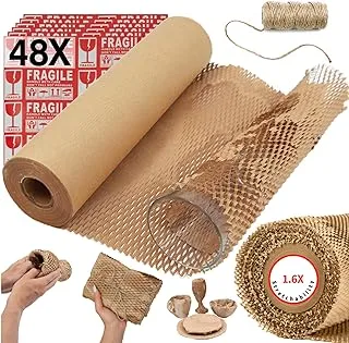 ecoducer 15”x164’ Honeycomb Packing Paper for Moving Supplies. Eco Friendly Bubble Paper Packing Material Moving. Paper Wrap for Packing Fragile Items. Kraft Paper Packing Moving Shipping Supplies.