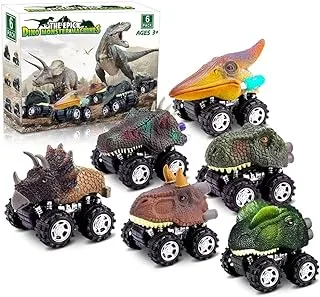 AMERTEER Dinosaur Toy Pull Back Cars, 6 Pack Dino Toys For 3 Year Old Boys And Toddlers, Boy Toys Age 3,4,5 And Up, Pull Back Toy Cars, Dinosaur Games With T-Rex, Dinosaur Toys Pull Back Dinosaur Cars