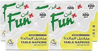 مناديل ورقية من قطعة واحدة من Fun Promopack مقاس 30 × 30 سم، أبيض (عبوة 100 × 5)