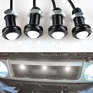 Boigoo 4X Auto Front Grill Lights White LED Bolt Mount, Bumper Decoration Lights Compatible with Cars Boat SUV Pickups Trucks Trailer Grand Cherokee Wrangler (White Glow)