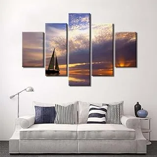 Once Upon A Boat, Canvas Wall Art, Multicolour, Canvas, 5 Pieces, 2X30X60-2X30X80-30X100 Cm By(BPA®)