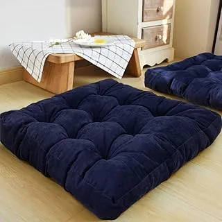 HIGOGOGO Floor Pillow, Square Meditation Pillow for Seating on Floor Solid Thick Tufted Seat Cushion Meditation Cushion for Yoga Living Room Sofa Balcony Outdoor, Navy, 22x22 Inch