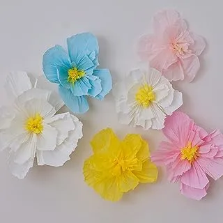 Ginger Ray Ditsy Floral Paper Tissue Pom Decorations Pack of 6, Multi-Coloured