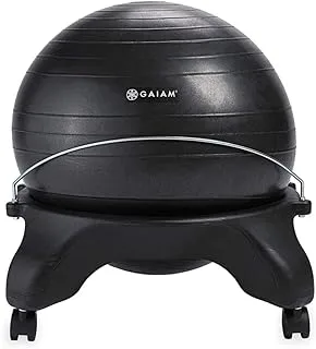 Gaiam Classic Backless Balance Ball Chair – Exercise Stability Yoga Ball Premium Ergonomic Chair for Home and Office Desk with Air Pump, Exercise Guide and Satisfaction Guarantee