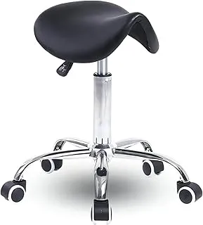 COOLBABY Saddle Chair, Saddle Stool with Wheels, Hydraulic Rolling Swivel Adjustable Stool Chair for Salon Spa Beauty Massage Dental Clinic Home Office