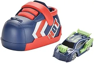 لعبة قاذفة السيارات من أميرتير مع سيارة للأولاد - ألعاب قاذفة سيارات قابلة للسحب مع شكل حذاء للرضع والأطفال الصغار والأولاد والبنات بعمر 3 سنوات فما فوق - لعبة سيارة ذات وجهين (أحمر + أخضر)