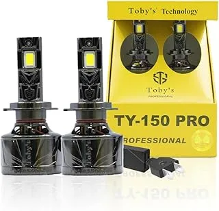 توبي TY150 PRO قطعتان 300 وات (زوج) مجموعة مصابيح LED الأصلية التي تم اختبارها 30000 لومن (زوج) 150 وات/القطعة قوة فائقة السطوع مع درجة حرارة اللون 6500 كلفن (H7)