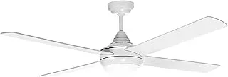 Funfano Lilie 4 Blades Light Integrated Ceiling Fan with Remote Control, 122 cm Diameter, White