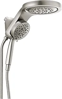 Delta Faucet HydroRain 5-Spray H2Okinetic Dual Shower Head with Handheld Spray, Brushed Nickel Shower Head with Hose, Handheld Shower, Detachable Shower Head, 1.75 GPM Flow Rate, Stainless 58680-SS